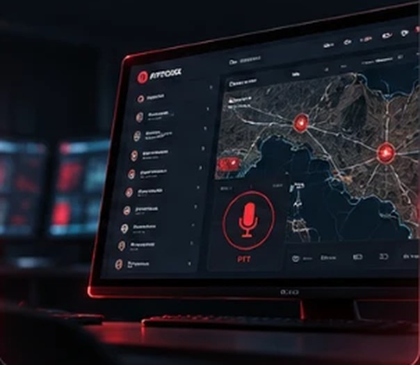 Pantalla de software de despacho con mapa